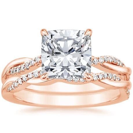 14K Rose Gold Petite Twisted Vine Diamond Bridal Set (1/4 ct. tw.)