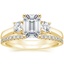 18K Yellow Gold Petite Three Stone Trellis Diamond Ring (1/3 ct. tw.) with Luxe Sia Diamond Open Ring (1/5 ct. tw.)