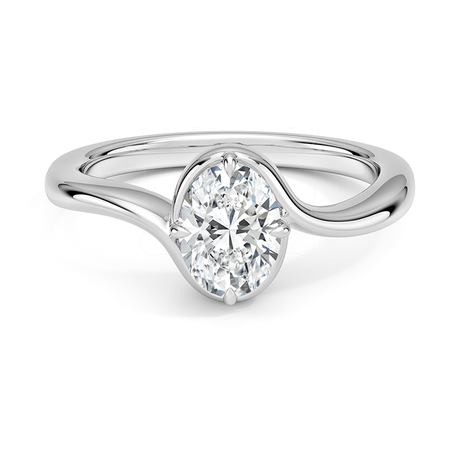 14K White Gold Bezel Atelier Solitaire Diamond Ring