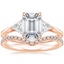 14K Rose Gold Luxe Trillion Cut Three Stone Diamond Ring with Flair Diamond Ring (1/6 ct. tw.)