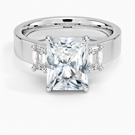 18K White Gold Peyton Emerald Cut Three Stone Diamond Ring (1/2 ct. tw.)