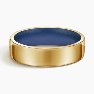 Mojave Blue Cerakote 6mm Wedding Ring in 18K Yellow Gold