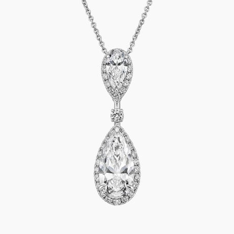 Double Pear Halo Lab Diamond Drop Pendant (3 ct. tw.)