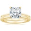 18K Yellow Gold Petite Secret Halo Diamond Ring with Petite Comfort Fit Wedding Ring