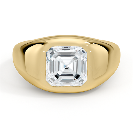 Flush Set Solitaire Diamond Dome Ring
