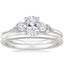 18K White Gold Camellia Three Stone Diamond Ring (1/3 ct. tw.) with Petite Comfort Fit Wedding Ring