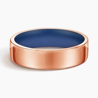 Mojave Blue Cerakote 6mm Wedding Ring in 14K Rose Gold
