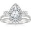 18K White Gold Three Stone Waverly Diamond Ring (3/4 ct. tw.) with Lunette Diamond Ring
