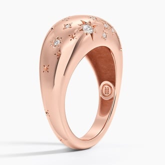 Aquarius Zodiac Constellation Diamond Dome Ring