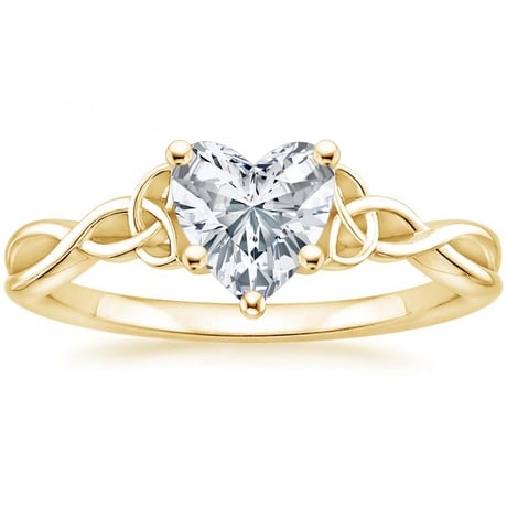 18K Yellow Gold Entwined Celtic Love Knot Ring with Celtic Knot Diamond Ring