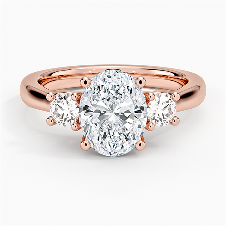14K Rose Gold Petite Three Stone Trellis Diamond Ring (1/3 ct. tw.)