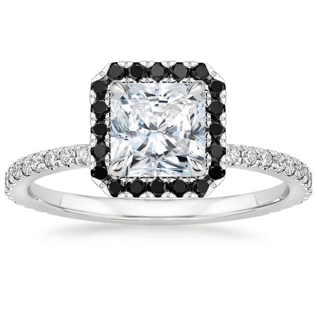 18K White Gold Waverly Diamond Ring with Black Diamond Accents with Luxe Ballad Diamond Ring