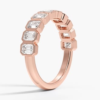 Bezel Emerald-Cut Lab Diamond Ring (1 1/2 ct. tw.) in 14K Rose Gold