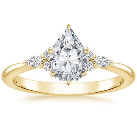 18K Yellow Gold Nadia Diamond Ring with Aria Contoured Diamond Ring