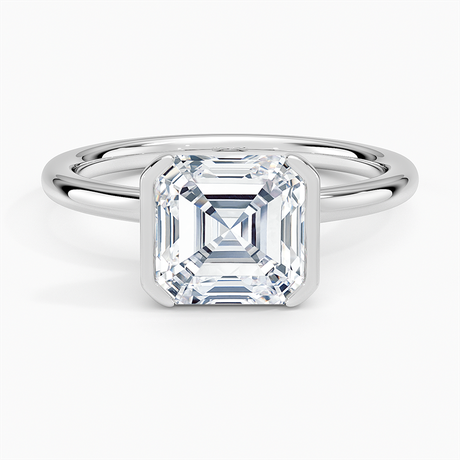 18K White Gold Annika Half Bezel Solitaire Ring