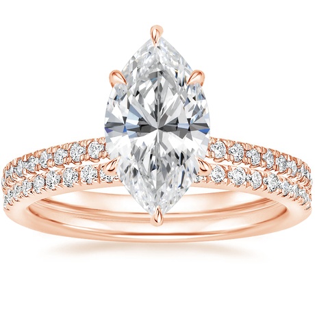 14K Rose Gold Petite Demi Diamond Ring with Ballad Diamond Ring