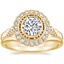 18K Yellow Gold Bella Diamond Ring with Petite Curved Wedding Ring