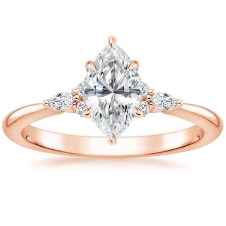 14K Rose Gold Nadia Diamond Ring with Aria Contoured Diamond Ring