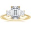 18K Yellow Gold Princess Cut Three Stone Diamond Ring, smalltop view