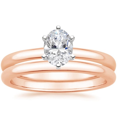 14K Rose Gold Six-Prong 2mm Comfort Fit Bridal Set
