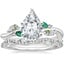 Platinum Arden Diamond Ring with Lab Emerald Accents with Luxe Winding Willow Diamond Ring (1/4 ct. tw.)