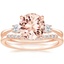 14KR Morganite Selene Diamond Ring with Petite Curved Diamond Ring, smalltop view