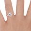14K Rose Gold Vienna Halo Diamond Ring, smallzoomed in top view on a hand