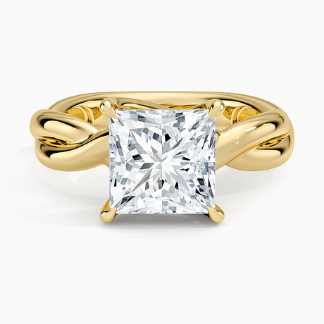 18K Yellow Gold Hazel Twist Solitaire Diamond Ring