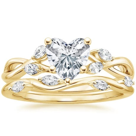 18K Yellow Gold Willow Diamond Ring (1/8 ct. tw.) with Winding Willow Diamond Ring (1/8 ct. tw.)