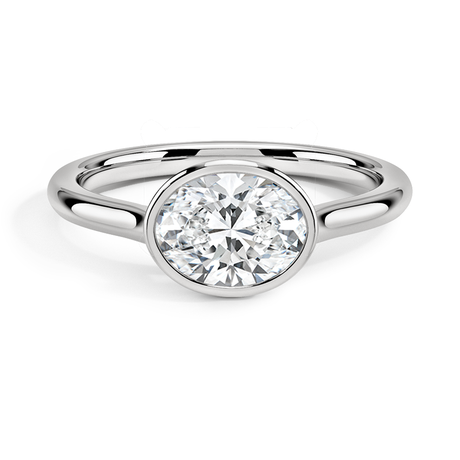18K White Gold Luna East-West Bezel Solitaire Ring