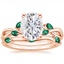 14KR Moissanite Willow Bridal Set With Lab Emerald Accents, smalltop view