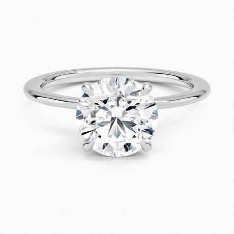 Platinum Petite Secret Halo Diamond Ring