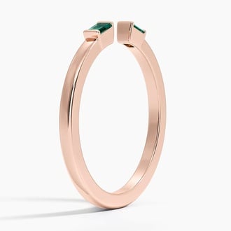 Savannah Baguette Lab Emerald Open Ring