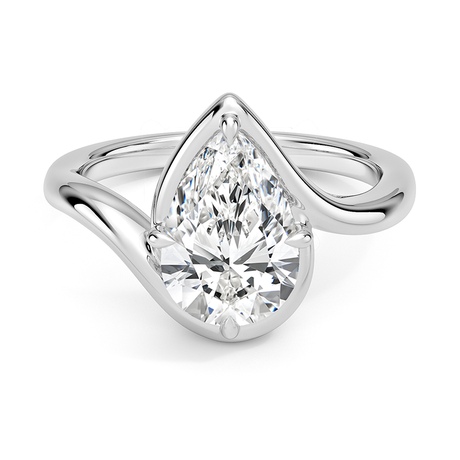 14K White Gold Bezel Atelier Solitaire Diamond Ring