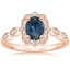 14K Rose Gold Cadenza Halo Diamond Ring, smalltop view