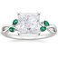 Platinum Willow Ring With Lab Emerald Accents, smalltop view