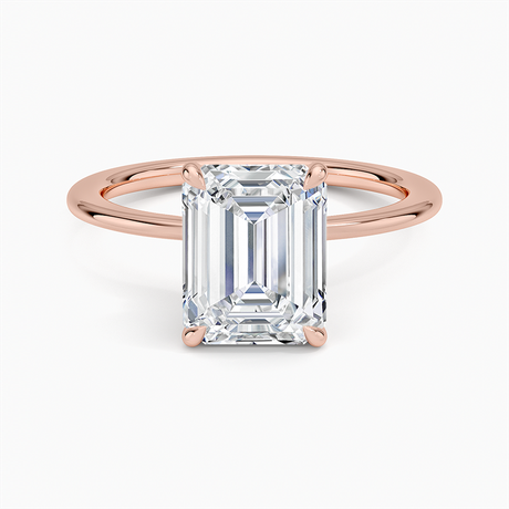 14K Rose Gold Petite Secret Halo Diamond Ring