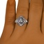 The Gabrielle Ring, smallzoomed in top view on a hand