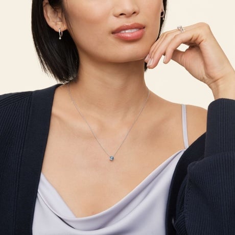Floating Solitaire Aquamarine Pendant