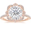 14K Rose Gold Reina Halo Diamond Ring, smalltop view