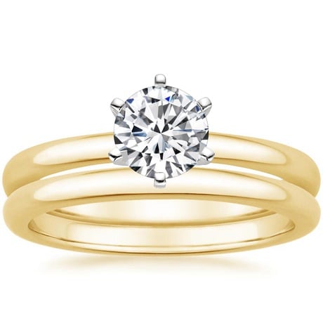 18K Yellow Gold Six-Prong 2mm Comfort Fit Bridal Set