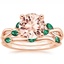 14KR Morganite Willow Bridal Set With Lab Emerald Accents, smalltop view