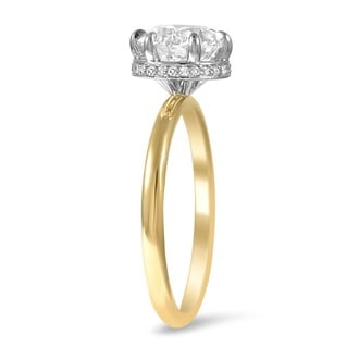 Custom Mixed Metal Secret Halo Diamond Ring