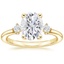 18K Yellow Gold Floating Three Stone Diamond Ring, smalltop view