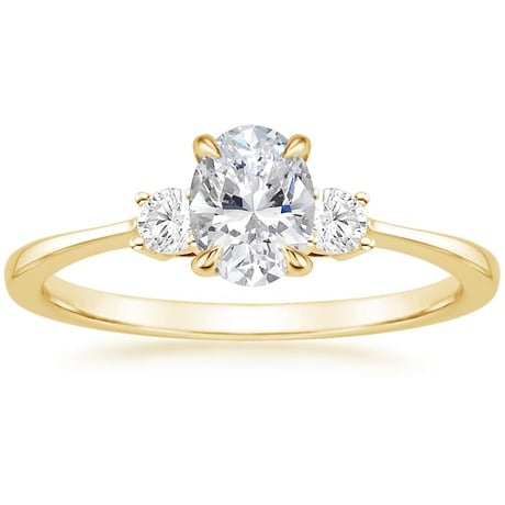 18K Yellow Gold Selene Diamond Ring (1/10 ct. tw.) with Petite Curved Wedding Ring