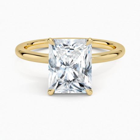 Diamond Accented Petal Prong Engagement Ring