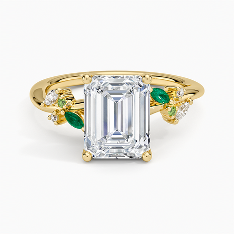 Arden Diamond Ring with Lab Emerald Accents - Brilliant Earth
