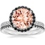 18KW Morganite Waverly Diamond Ring with Black Diamond Accents with Luxe Ballad Black Diamond Ring, smalltop view