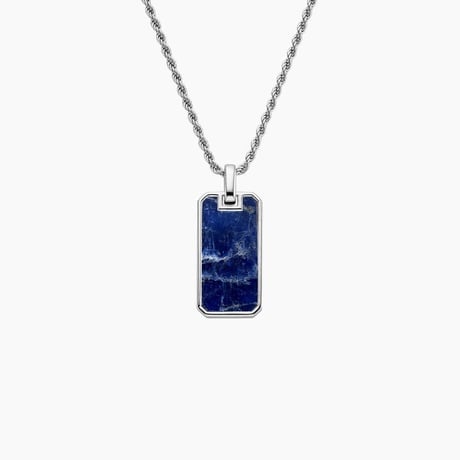 Blue Sodalite Tag Rope Chain Pendant