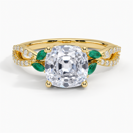 Luxe Willow Lab Emerald and Diamond Ring (1/8 ct. tw.)